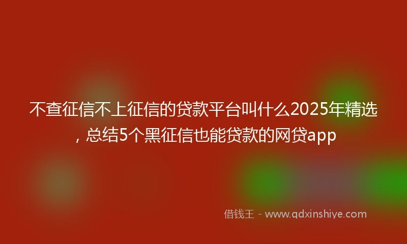 不查征信不上征信的贷款平台叫什么2025年精选，总结5个黑征信也能贷款的网贷app