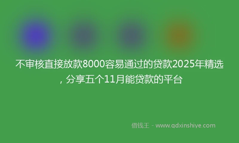 不审核直接放款8000容易通过的贷款2025年精选，分享五个11月能贷款的平台