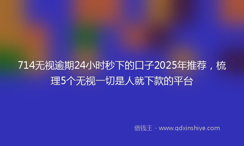 714无视逾期24小时秒下的口子2025年推荐，梳理5个无视一切是人就下款的平台