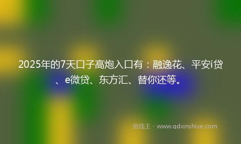 2025年的7天口子高炮入口有：融逸花、平安i贷、e微贷、东方汇、替你还等。