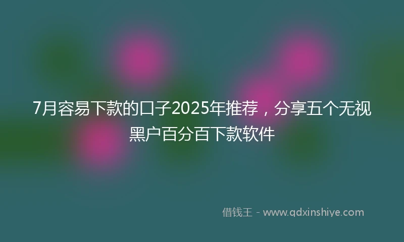 7月容易下款的口子2025年推荐，分享五个无视黑户百分百下款软件