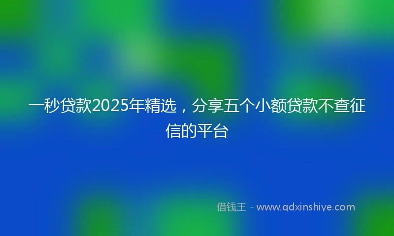 一秒贷款2025年精选，分享五个小额贷款不查征信的平台