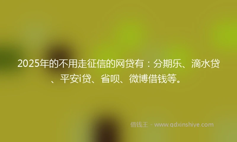 2025年的不用走征信的网贷有：分期乐、滴水贷、平安i贷、省呗、微博借钱等。