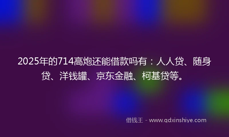 2025年的714高炮还能借款吗有：人人贷、随身贷、洋钱罐、京东金融、柯基贷等。
