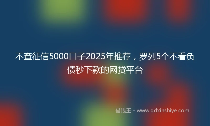 不查征信5000口子2025年推荐，罗列5个不看负债秒下款的网贷平台