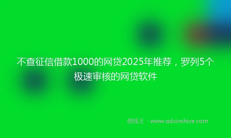 不查征信借款1000的网贷2025年推荐，罗列5个极速审核的网贷软件