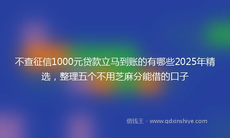 不查征信1000元贷款立马到账的有哪些2025年精选，整理五个不用芝麻分能借的口子