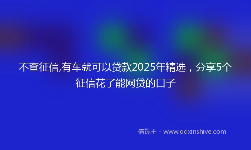 不查征信,有车就可以贷款2025年精选，分享5个征信花了能网贷的口子
