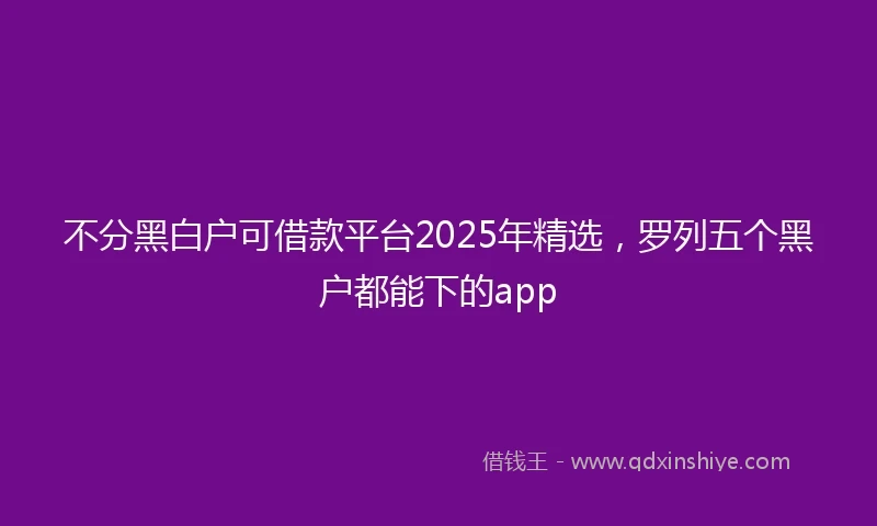 不分黑白户可借款平台2025年精选，罗列五个黑户都能下的app
