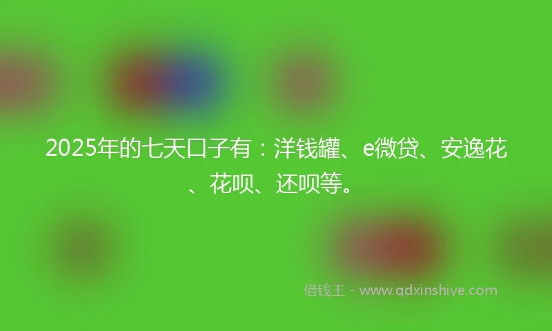 2025年的七天口子有：洋钱罐、e微贷、安逸花、花呗、还呗等。