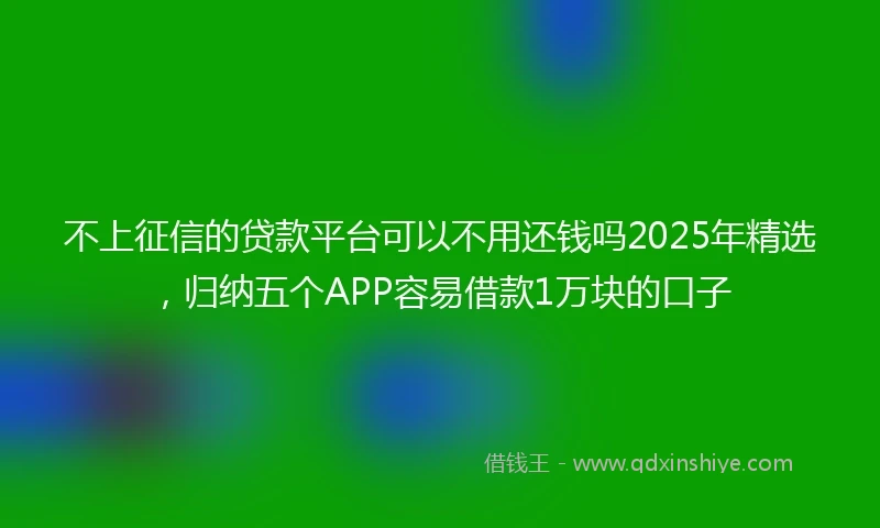 不上征信的贷款平台可以不用还钱吗2025年精选，归纳五个APP容易借款1万块的口子