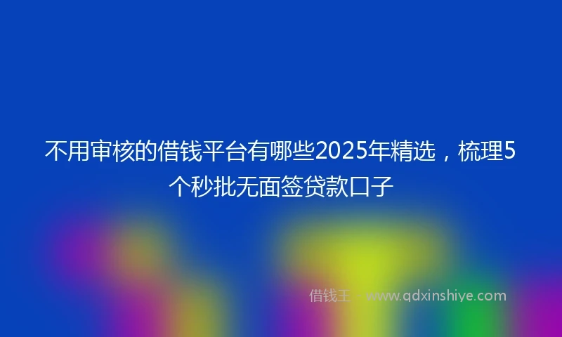 不用审核的借钱平台有哪些2025年精选，梳理5个秒批无面签贷款口子