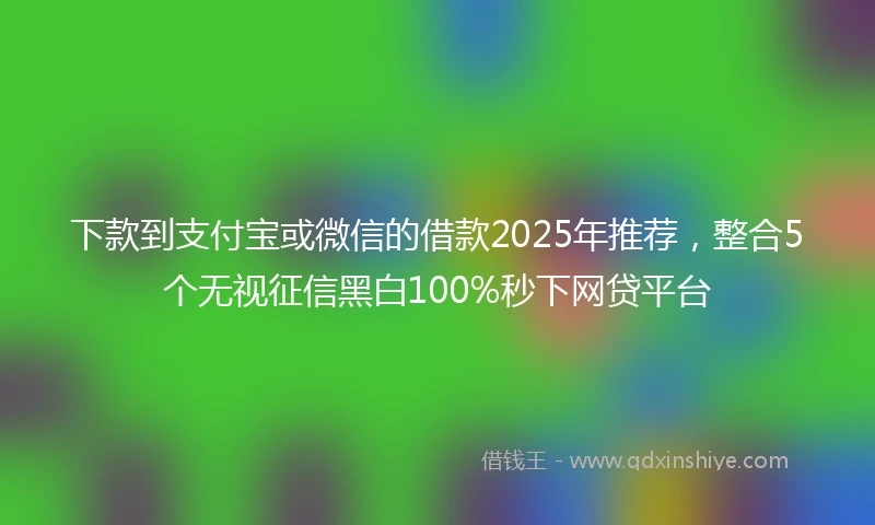 下款到支付宝或微信的借款2025年推荐，整合5个无视征信黑白100%秒下网贷平台