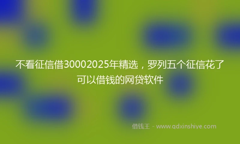 不看征信借30002025年精选，罗列五个征信花了可以借钱的网贷软件