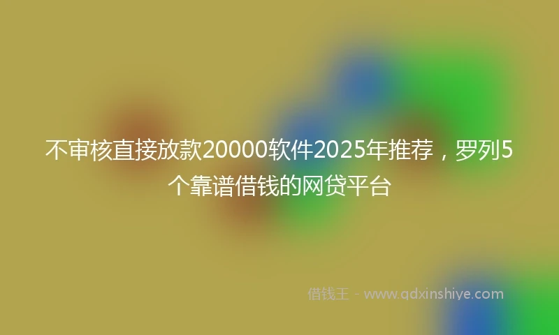 不审核直接放款20000软件2025年推荐，罗列5个靠谱借钱的网贷平台