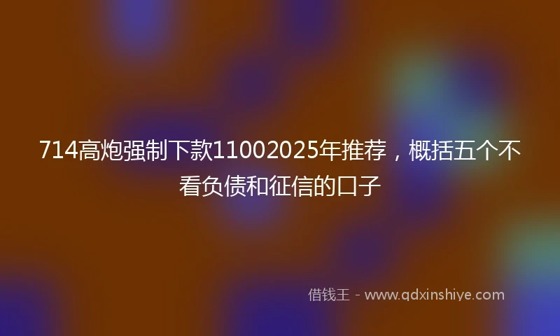 714高炮强制下款11002025年推荐，概括五个不看负债和征信的口子
