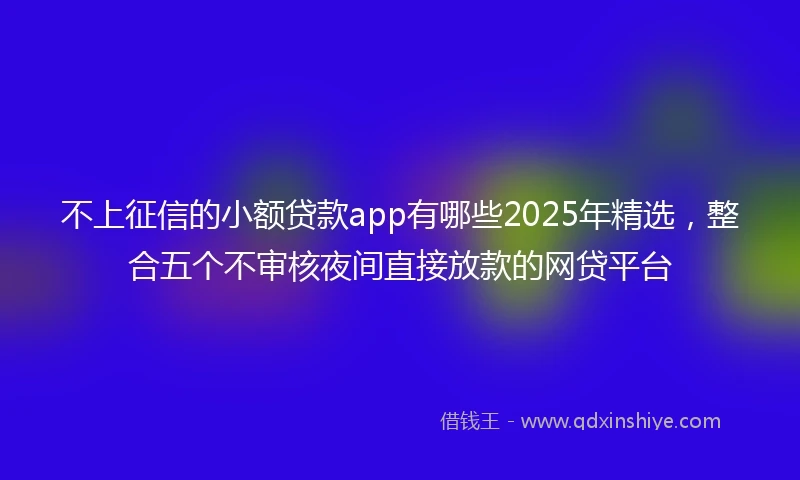 不上征信的小额贷款app有哪些2025年精选，整合五个不审核夜间直接放款的网贷平台
