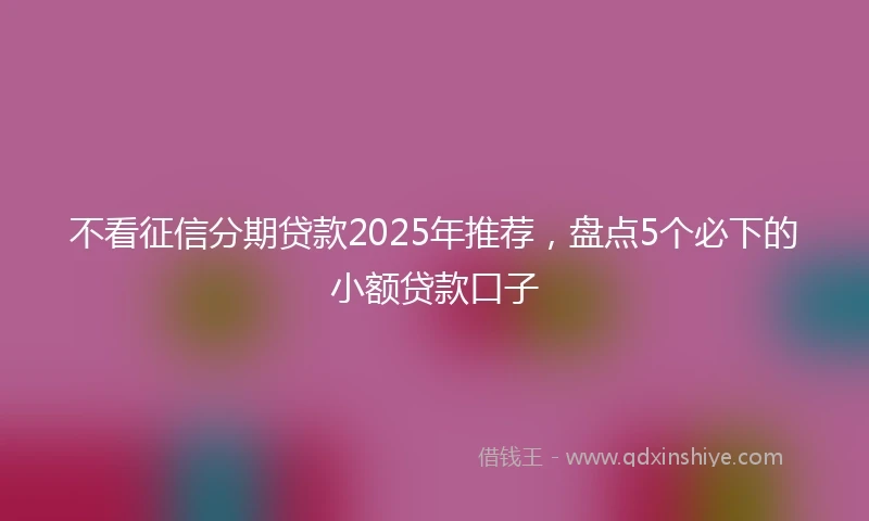 不看征信分期贷款2025年推荐，盘点5个必下的小额贷款口子