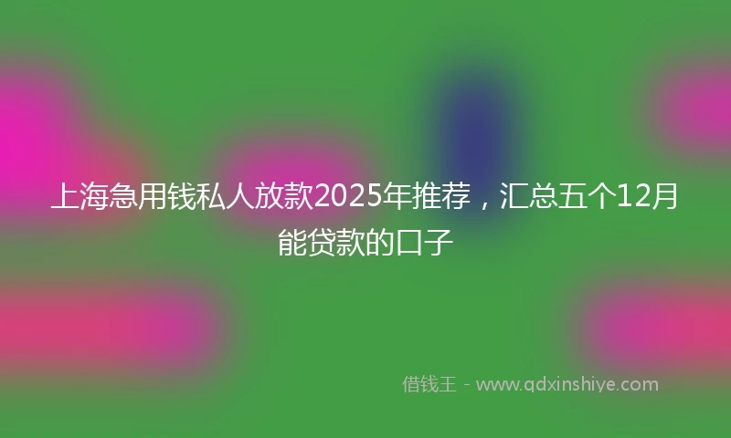 上海急用钱私人放款2025年推荐，汇总五个12月能贷款的口子