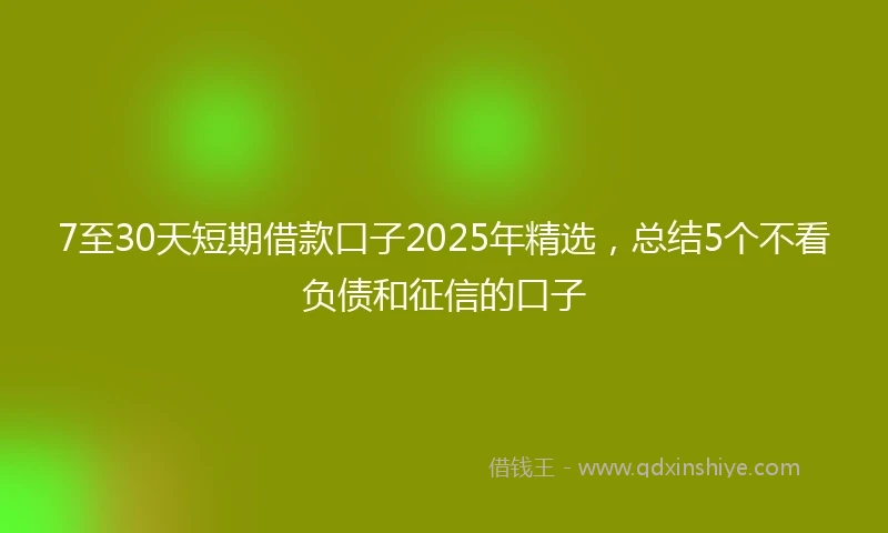 7至30天短期借款口子2025年精选，总结5个不看负债和征信的口子