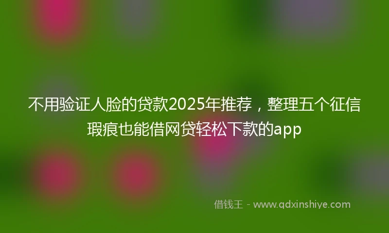 不用验证人脸的贷款2025年推荐，整理五个征信瑕疵也能借网贷轻松下款的app