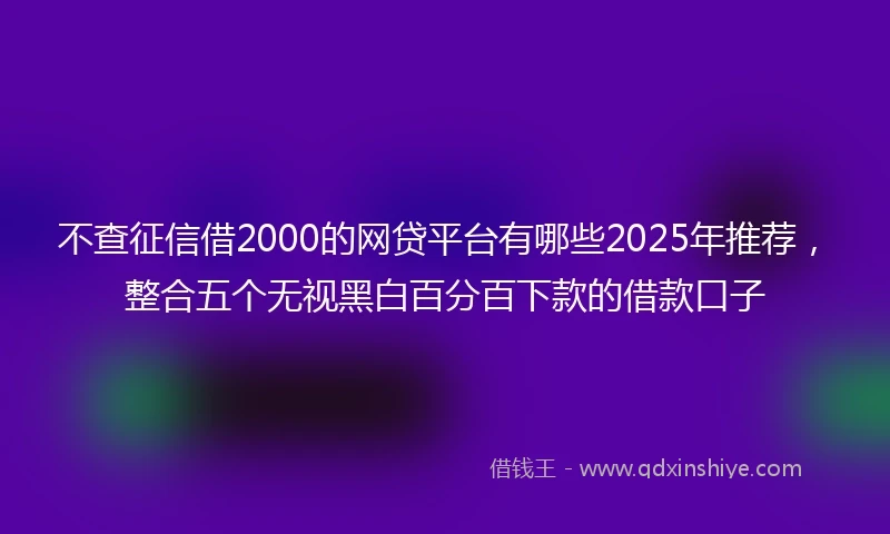 不查征信借2000的网贷平台有哪些2025年推荐，整合五个无视黑白百分百下款的借款口子