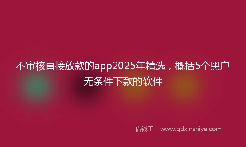 不审核直接放款的app2025年精选，概括5个黑户无条件下款的软件