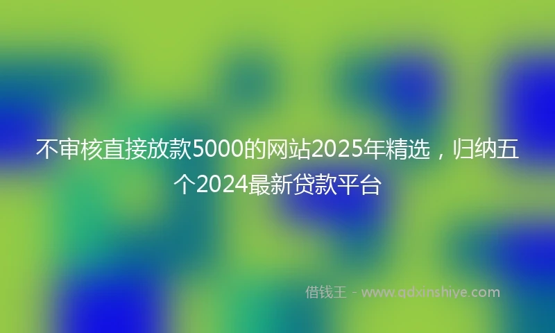 不审核直接放款5000的网站2025年精选，归纳五个2024最新贷款平台