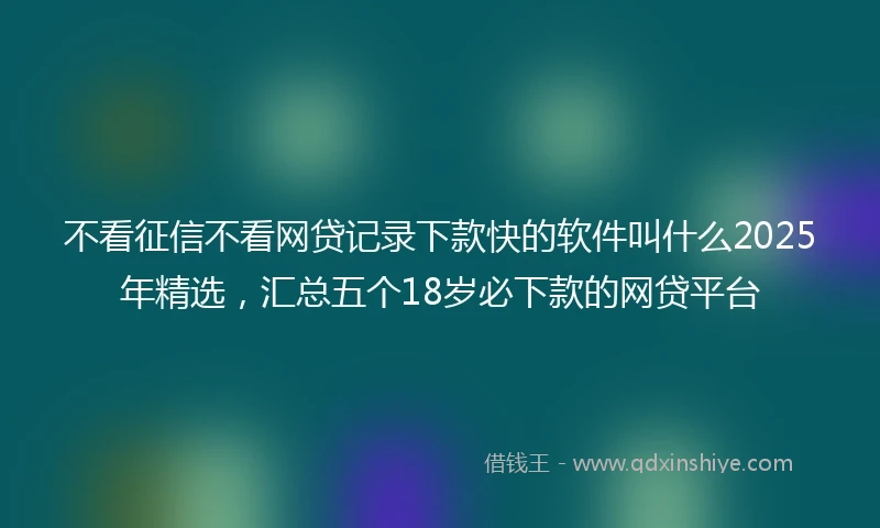 不看征信不看网贷记录下款快的软件叫什么2025年精选，汇总五个18岁必下款的网贷平台