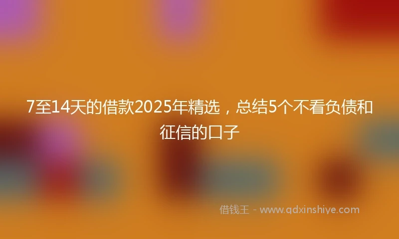 7至14天的借款2025年精选，总结5个不看负债和征信的口子