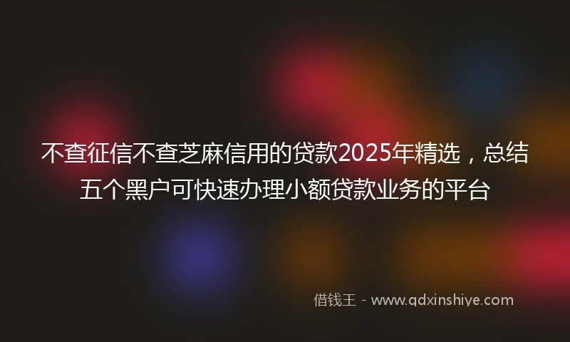 不查征信不查芝麻信用的贷款2025年精选，总结五个黑户可快速办理小额贷款业务的平台