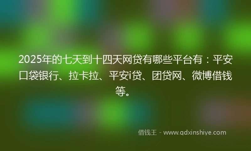 2025年的七天到十四天网贷有哪些平台有：平安口袋银行、拉卡拉、平安i贷、团贷网、微博借钱等。