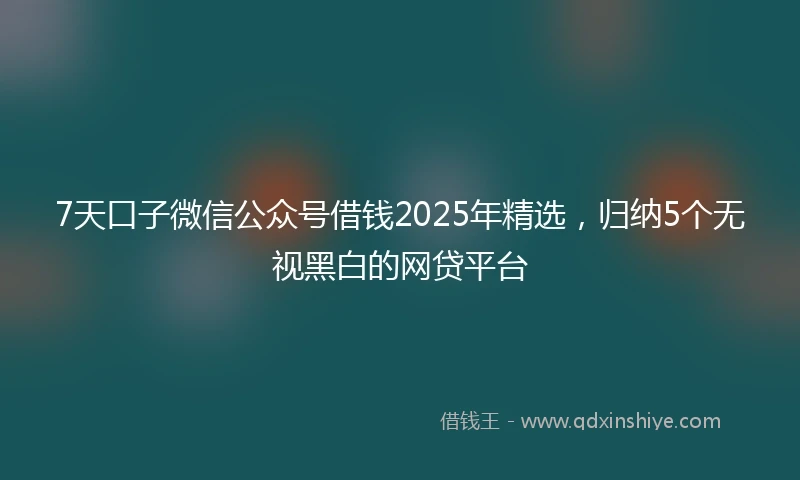 7天口子微信公众号借钱2025年精选，归纳5个无视黑白的网贷平台
