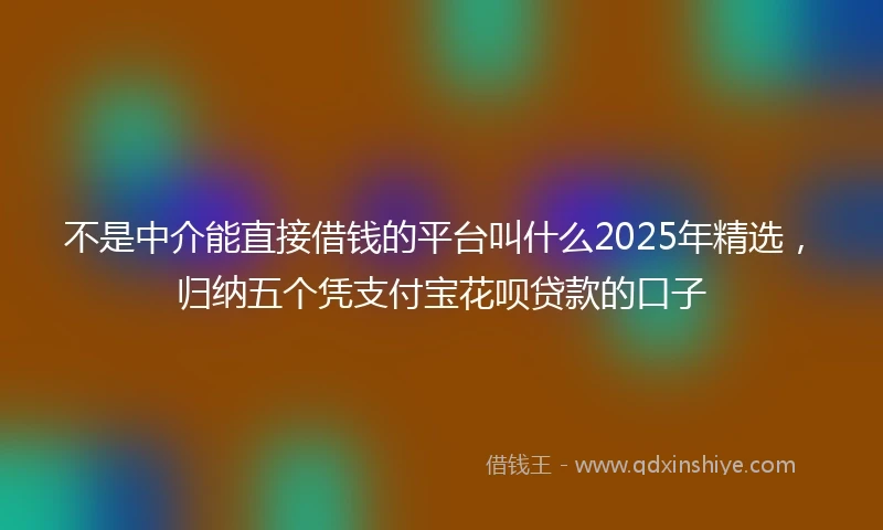 不是中介能直接借钱的平台叫什么2025年精选，归纳五个凭支付宝花呗贷款的口子