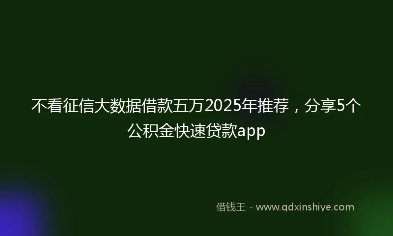 不看征信大数据借款五万2025年推荐，分享5个公积金快速贷款app