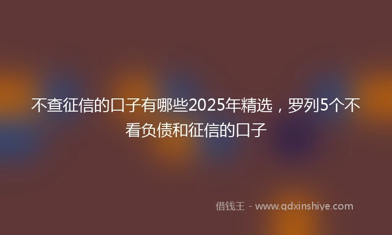 不查征信的口子有哪些2025年精选，罗列5个不看负债和征信的口子