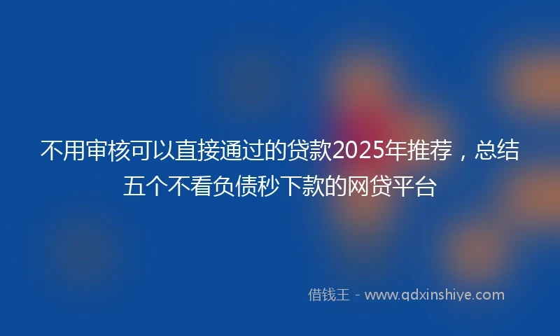 不用审核可以直接通过的贷款2025年推荐，总结五个不看负债秒下款的网贷平台