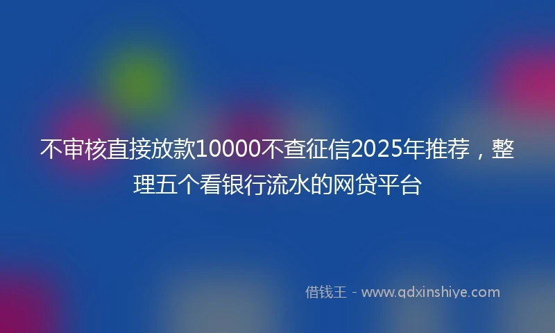 不审核直接放款10000不查征信2025年推荐，整理五个看银行流水的网贷平台