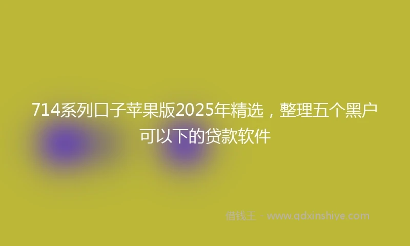714系列口子苹果版2025年精选，整理五个黑户可以下的贷款软件