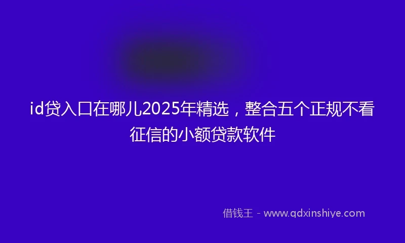 id贷入口在哪儿2025年精选，整合五个正规不看征信的小额贷款软件