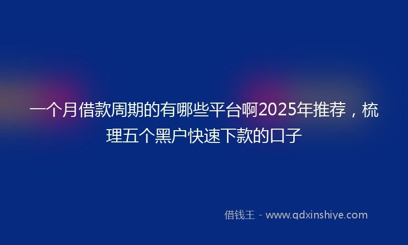 一个月借款周期的有哪些平台啊2025年推荐，梳理五个黑户快速下款的口子