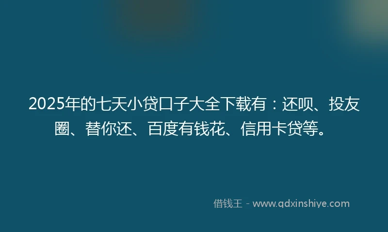 2025年的七天小贷口子大全下载有：还呗、投友圈、替你还、百度有钱花、信用卡贷等。