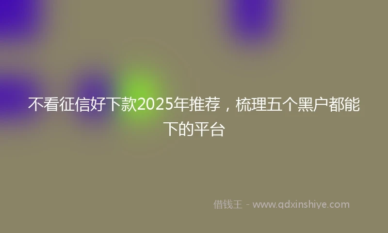 不看征信好下款2025年推荐，梳理五个黑户都能下的平台