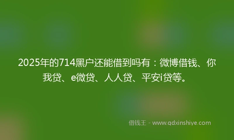 2025年的714黑户还能借到吗有：微博借钱、你我贷、e微贷、人人贷、平安i贷等。