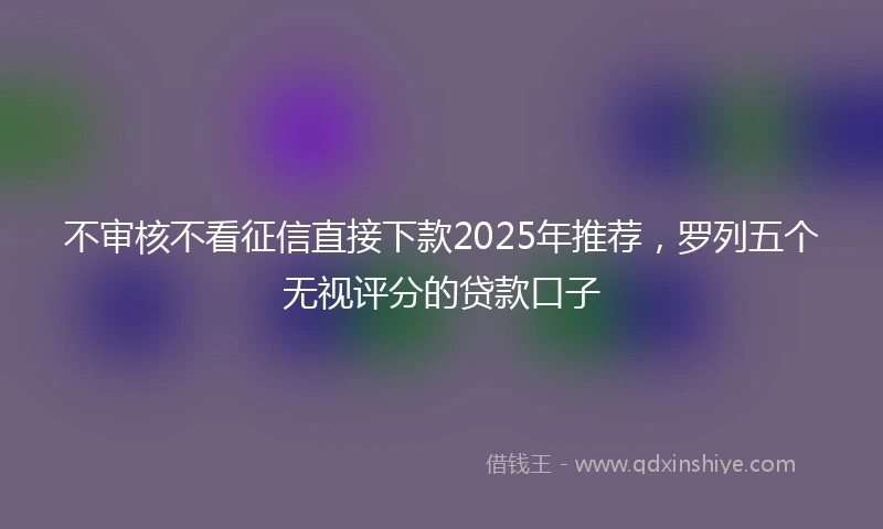 不审核不看征信直接下款2025年推荐，罗列五个无视评分的贷款口子