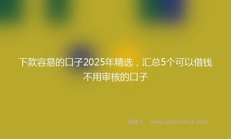 下款容易的口子2025年精选，汇总5个可以借钱不用审核的口子