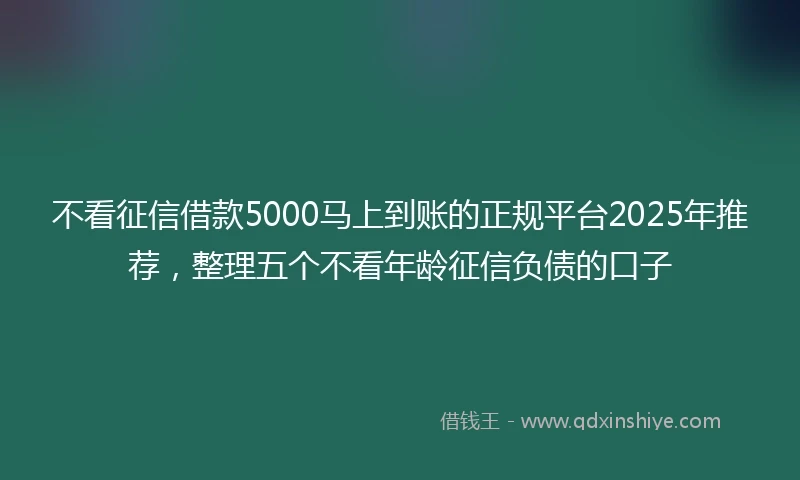 不看征信借款5000马上到账的正规平台2025年推荐，整理五个不看年龄征信负债的口子