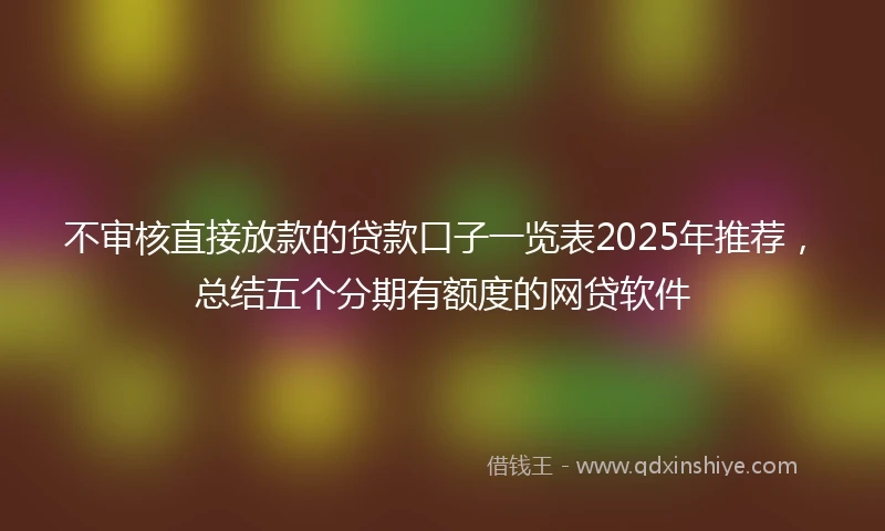 不审核直接放款的贷款口子一览表2025年推荐，总结五个分期有额度的网贷软件