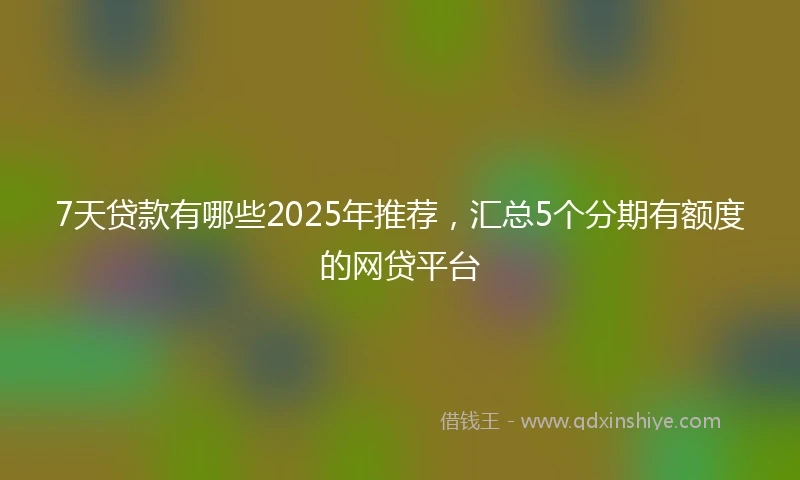 7天贷款有哪些2025年推荐，汇总5个分期有额度的网贷平台
