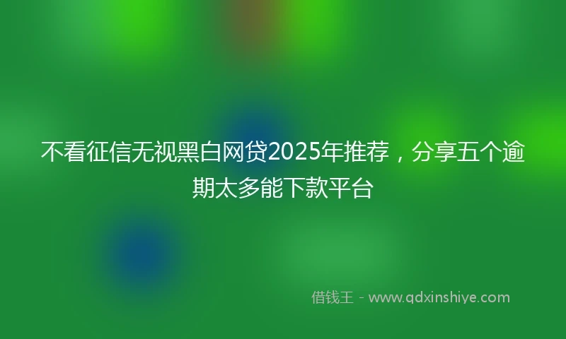 不看征信无视黑白网贷2025年推荐，分享五个逾期太多能下款平台